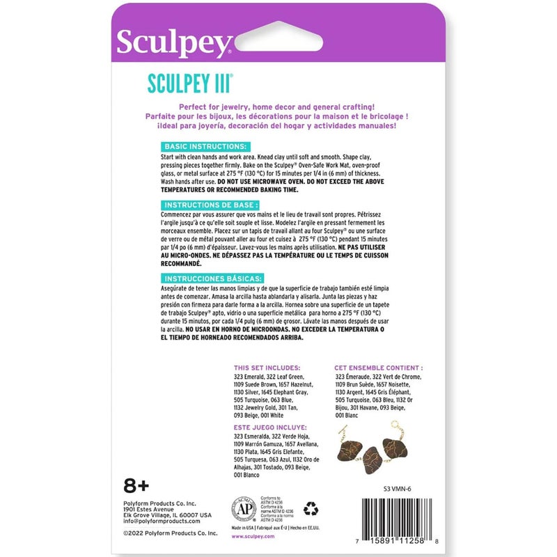 Sculpey III: Polymer Clay: Multipack Naturals - (12) 1oz Packs- Oven Bake Clay, 12 Colors, Non-Toxic, Sculpting, Create Jewelry & Crafts, Art Supplies - Image 3